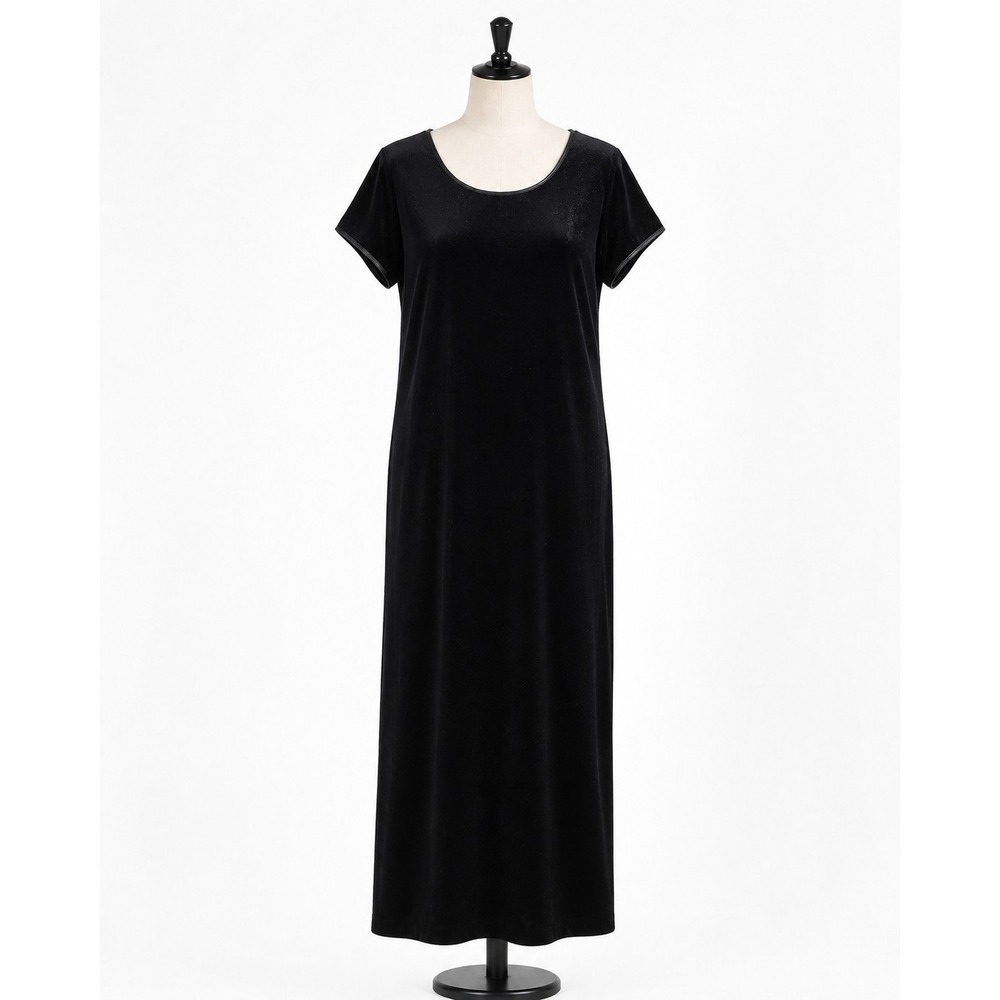 Mon Cheri Montage Evening‎ Dress Womens 14 Black Velvet Maxi Satin Tie Formal